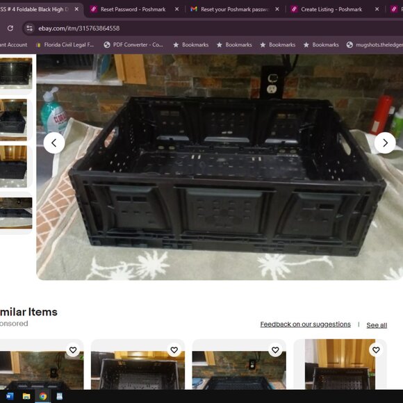 SS # 4 Foldable Black High Density Plastic Storage Bin 23.5 x 15.5 x 8 - Picture 6 of 12